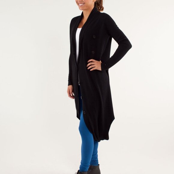 Lululemon Intuition Sweater Wrap Black / Slope Stripe Black Coal - EUC - Size 8 - Picture 6 of 16